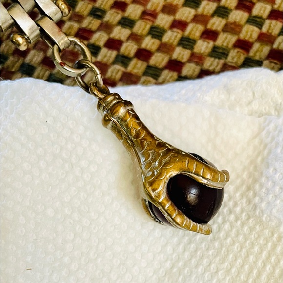 Antique Silver Claw red orb watch fob circa 1890s. - Picture 7 of 11